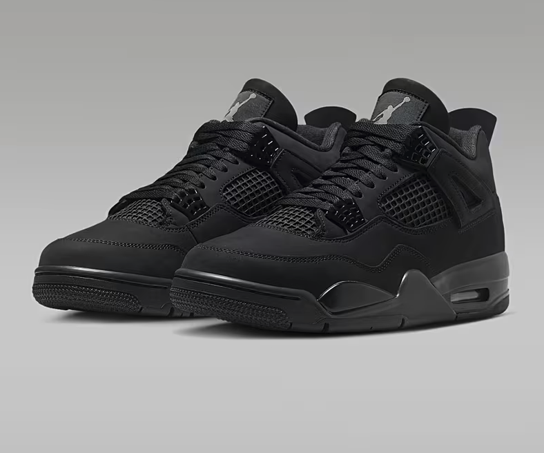 Jordan Black Cat Air 4 Lace-Up Closure, Cushioned EVA Insole & Durable Rubber Outsole, Versatile for Casual Attire, Sneakers for Men, Sneakers for Men High Quality, Sneakers for Men Fashion FV5029-010