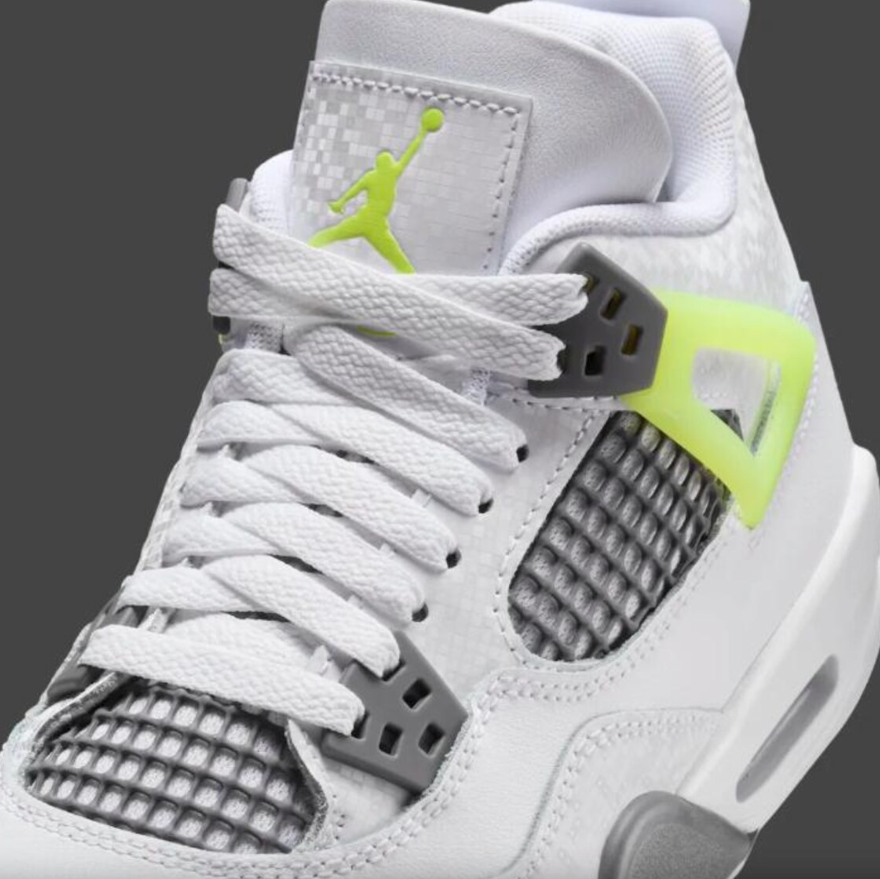 Jordan Retro 4 White/Lemon Twist Sneakers  (Size 5 Boys') SKU HJ5990-100