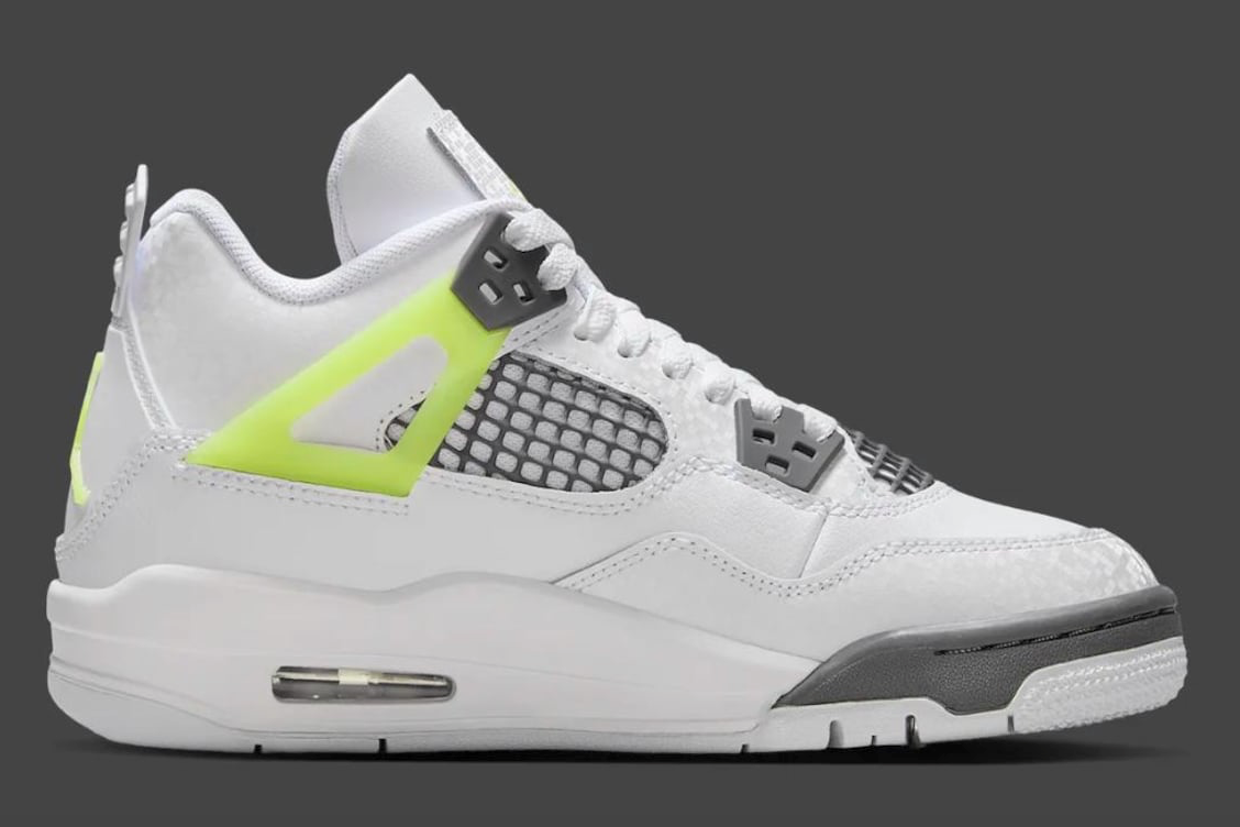 Jordan Retro 4 White/Lemon Twist Sneakers  (Size 5 Boys') SKU HJ5990-100
